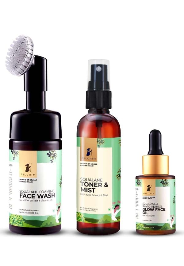 Instant Glow Routine Squalane & Phyto-Retinol Glow Face Oil, Toner & Mist, Foaming Face Wash