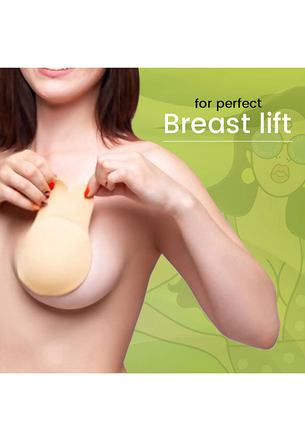 PINQ POLKA Premium Reusable Boob Lift Cup for Perfect Breast Push Up|Ultra  Thin|Breast Cover Cup|Bra Less|Rabbit Shaped in Nude Colour| A-C Cup size