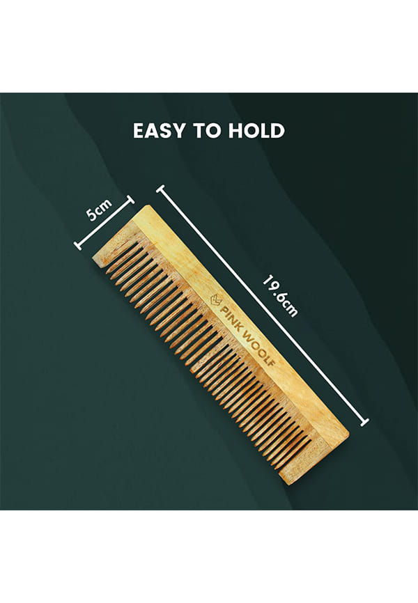 Organic Wooden Wooden Comb for Hair Growth, Made of Kachhi Neem Wood, Detangling, Frizz Control & Shine for Women & Men Pack of 1 (Wide & Fine Tooth) – thumbnail 2