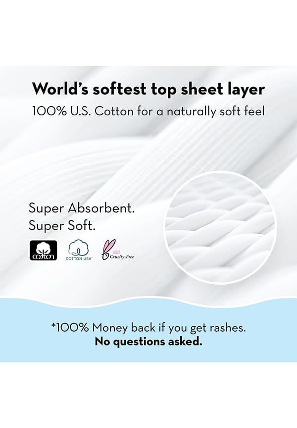 100% U.S Cotton Ultra Thin Sanitary Pads - 12 XL and 2 Panty Liners – thumbnail 5