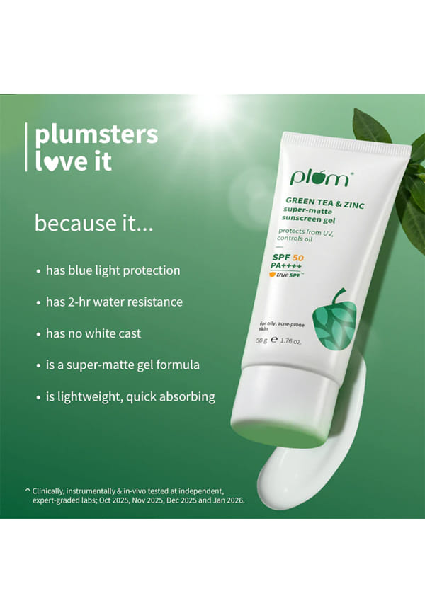 Green Tea & Zinc Super-Matte Sunscreen Gel , SPF 50 PA ++++ For Oily Skin – thumbnail 5