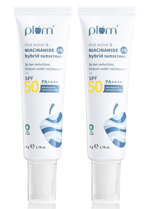2% Niacinamide & Rice Water Hybrid Face Sunscreen with SPF 50 PA+++ | Pack Of 2 2% Niacinamide & Rice Water Hybrid Face Sunscreen with SPF 50 PA+++ | Pack Of 2