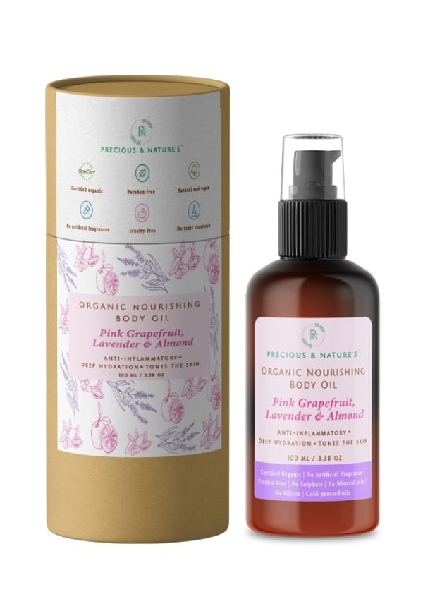 Organic Body Norishment oil with Pink Grapefruit, Lavender & Almond – thumbnail 2