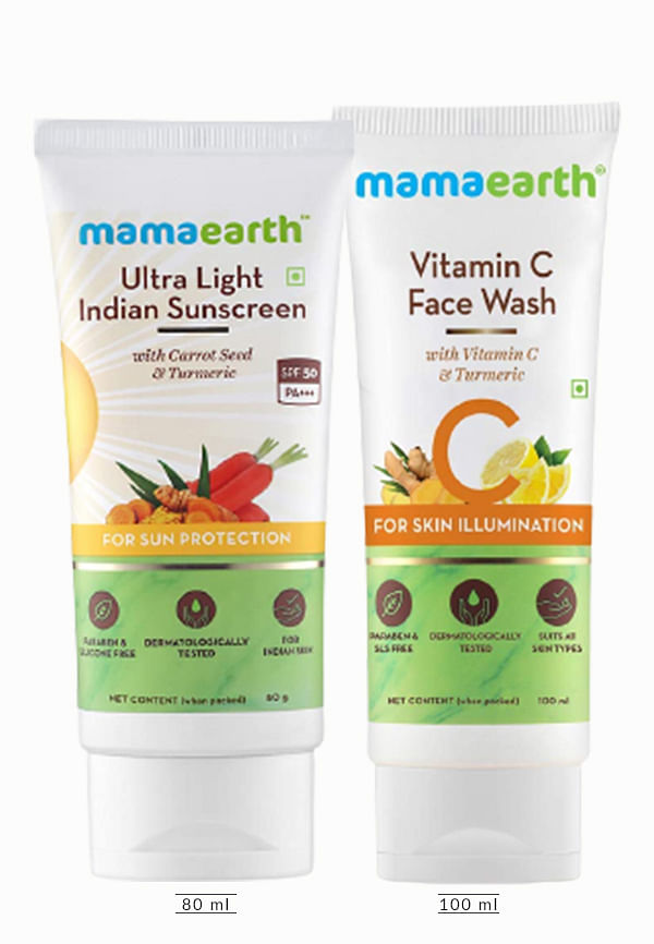 Ultra Light Indian Sunscreen Lotion Spf50 Pa+++ & Vitamin C Face Wash