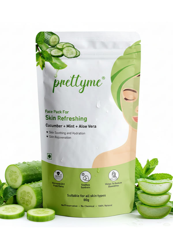 Cucumber, Mint & Aloe Vera Face Pack Powder for Skin Refreshing & Hydrating Glow