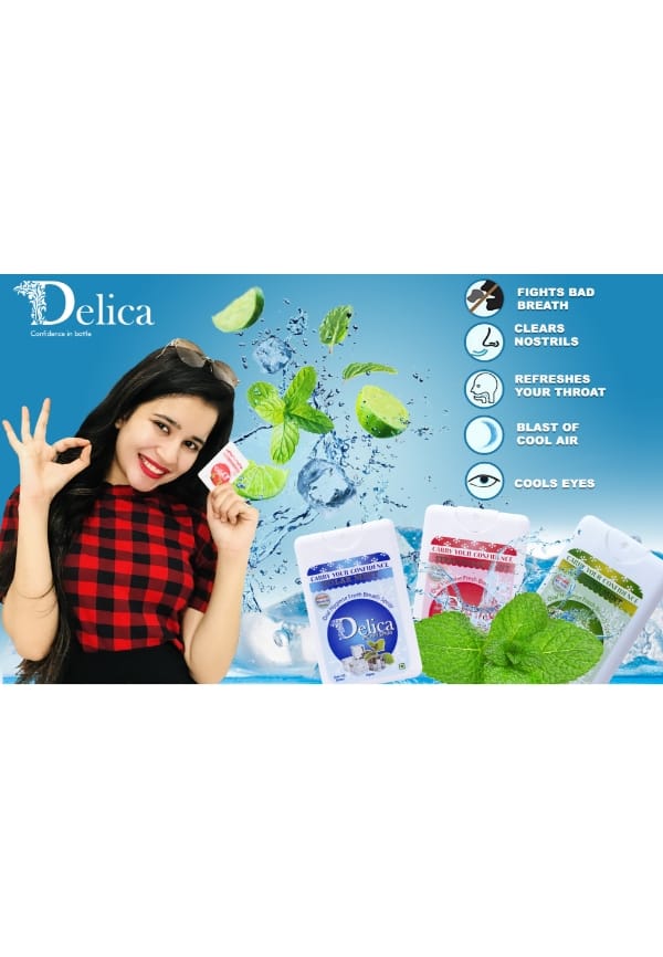 Delica Assorted - Double Mojito Mint Flavor Instant Mouth And Breath Freshner Spray For Bad Breath – thumbnail 3