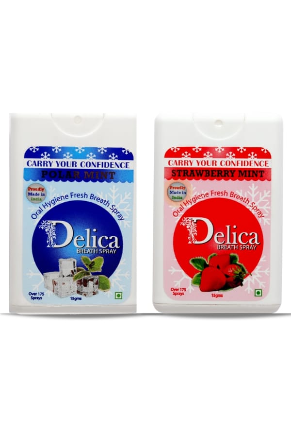 Delica Assorted - Polar Mint, Strawberry Mint Flavor Instant Mouth And Breath Freshner Spray For Bad Breath Delica Assorted - Polar Mint, Strawberry Mint Flavor Instant Mouth And Breath Freshner Spray For Bad Breath