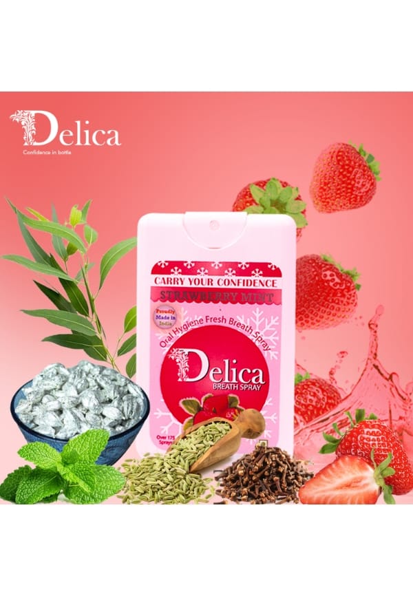 Delica Assorted - Polar Mint, Strawberry Mint Flavor Instant Mouth And Breath Freshner Spray For Bad Breath – thumbnail 2