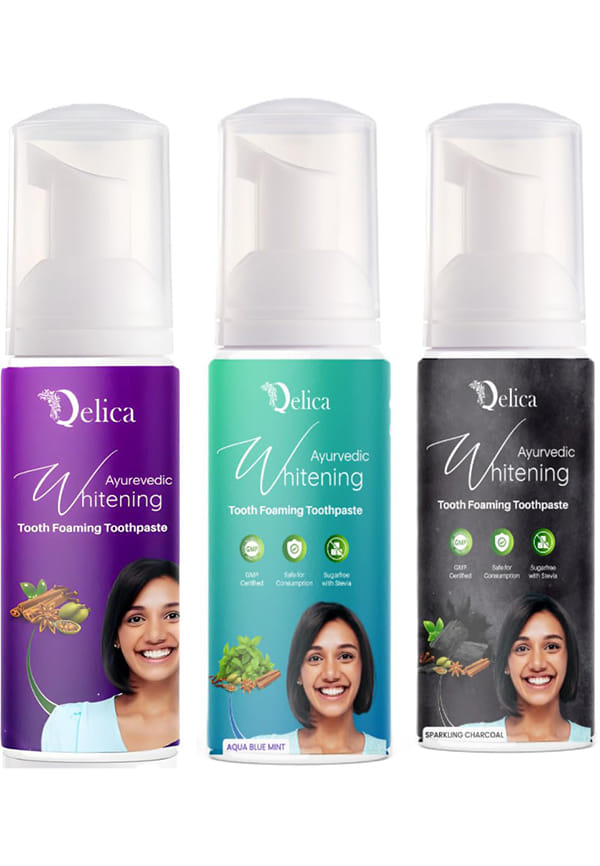 Ayurvedic Teeth Whitening Foam Combo (Mint & Aqua Blue Mint & Sprakling Charcoal) Ayurvedic Teeth Whitening Foam Combo (Mint & Aqua Blue Mint & Sprakling Charcoal)