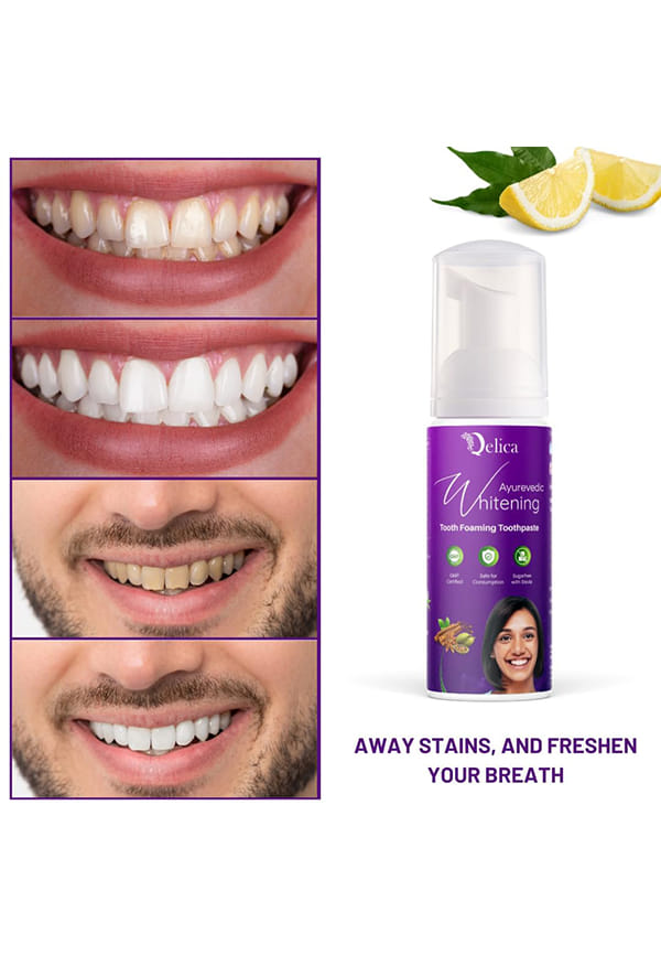 Ayurvedic Teeth Whitening Foam Toothpaste, 7 Day's Pack, to Remove Stains & Yellow Teeth, Helps Cavities & Sensitivity – thumbnail 4