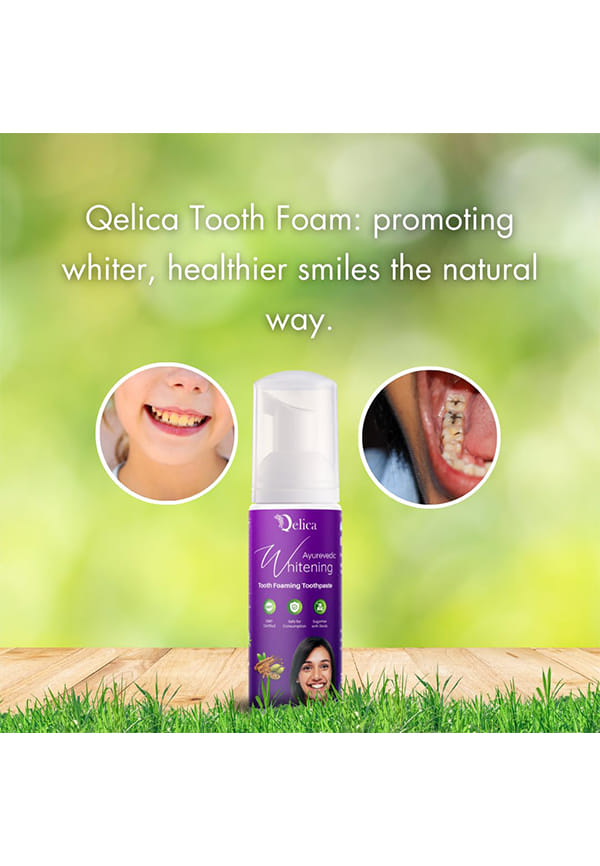 Ayurvedic Teeth Whitening Foam Toothpaste to Remove Stains & Yellow Teeth, Helps Cavities & Sensitivity (Extra Whitening Natural Mint) – thumbnail 2