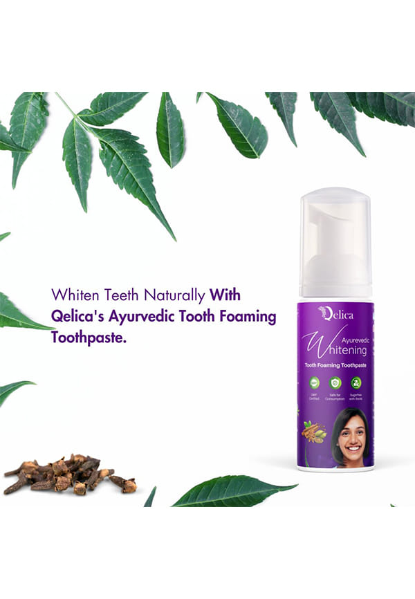 Ayurvedic Teeth Whitening Foam Toothpaste to Remove Stains & Yellow Teeth, Helps Cavities & Sensitivity (Extra Whitening Natural Mint) – thumbnail 4