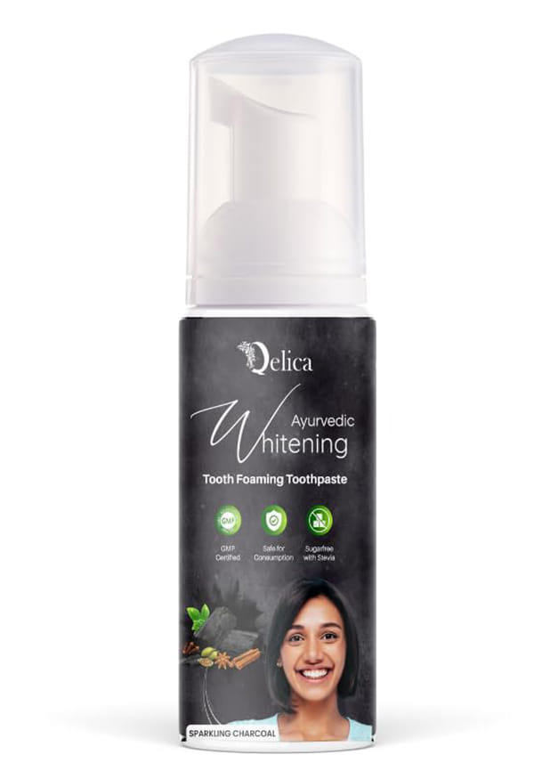 Ayurvedic Teeth Whitening Foam Toothpaste to Remove Stains & Yellow Teeth, Helps Cavities & Sensitivity (Charcoal) Ayurvedic Teeth Whitening Foam Toothpaste to Remove Stains & Yellow Teeth, Helps Cavities & Sensitivity (Charcoal)