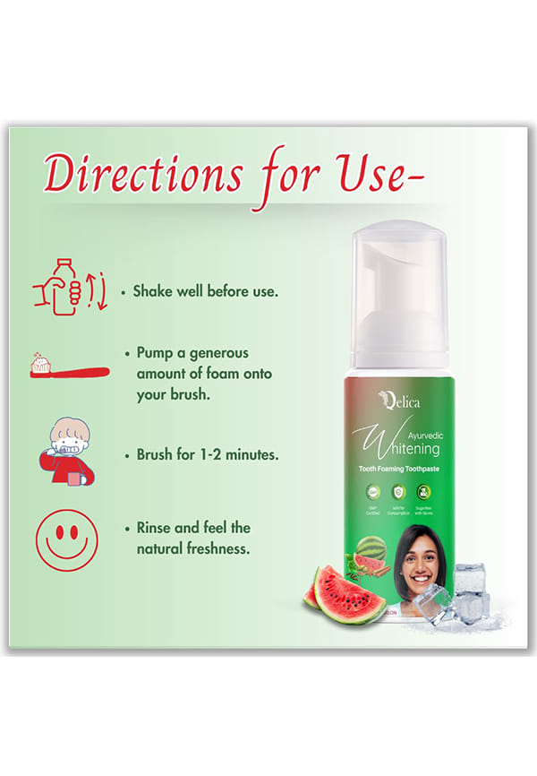 Ayurvedic Teeth Whitening Foam Toothpaste to Remove Stains & Yellow Teeth, Helps Cavities & Sensitivity (Melon) – thumbnail 3