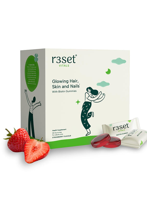 100% Natural Biotin Gummies | For Hair Growth, Glowing Skin & Stronger Nails, Strawberry Flavour