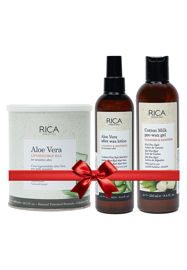 Aloe Vera Liposoluble Hair Removal Wax & Cotton Milk Pre-Waxing Gel & Aloe Vera After Wax Lotion