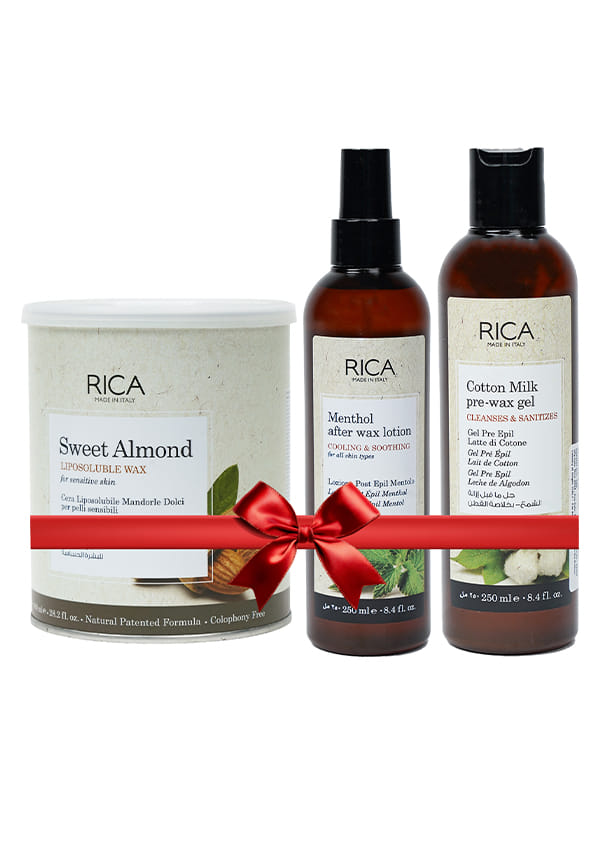Almond Liposoluble Hair Removal Wax & Cotton Milk Pre-Waxing Gel & Menthol After Wax Lotion