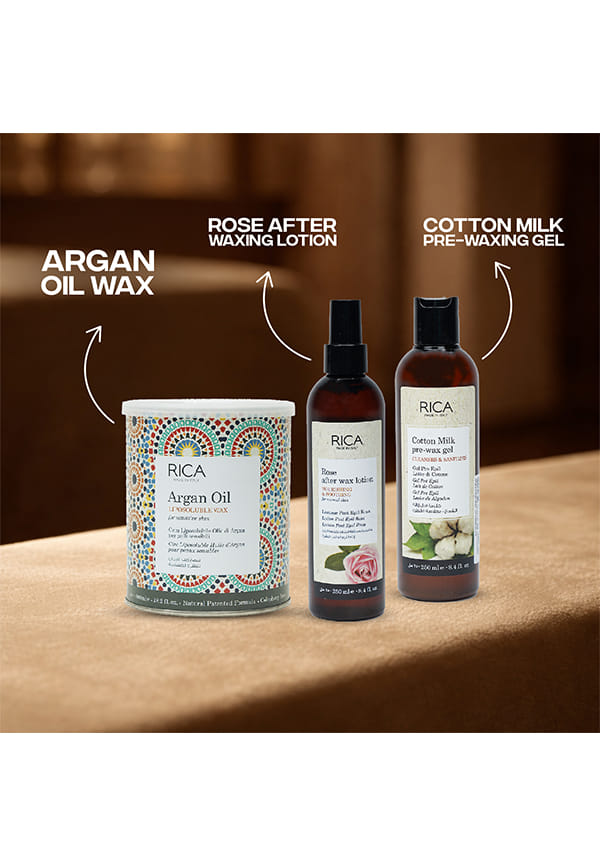 Argan Oil Liposoluble Hair Removal Wax & Cotton Milk Pre-Waxing Gel & Rose After Wax Lotion – thumbnail 2
