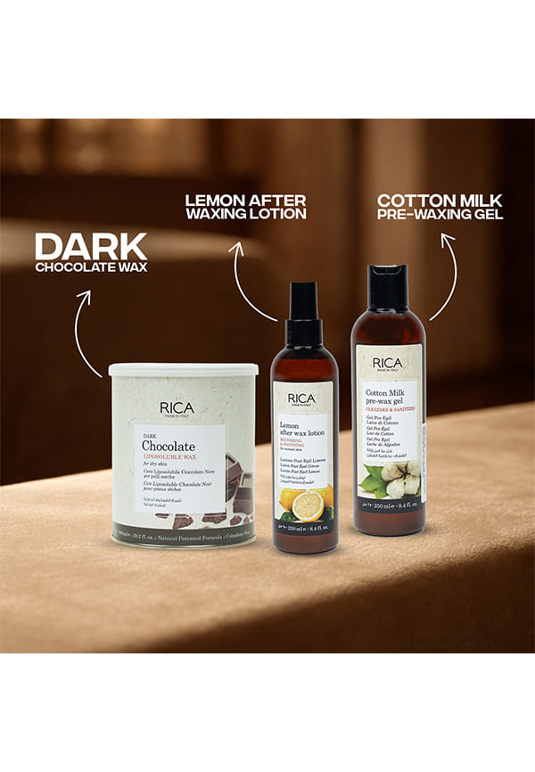 Dark Chocolate Liposoluble Hair Removal Wax & Cotton Milk Pre-Waxing Gel & Lemon After Wax Lotion – thumbnail 2