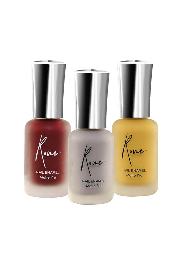 Set of 3 Matte Pro Nail Enamel - Scarlet, Titanium, Lime Light