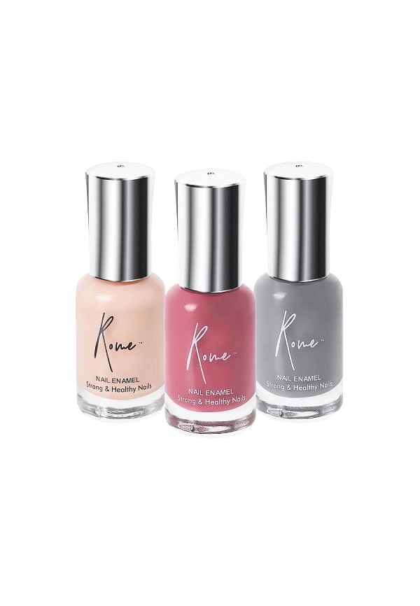 Set of 3 Strong & Healthy Nail Enamel - Antique Redwood, Ash Grey & Beige