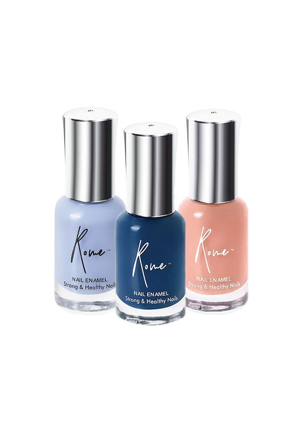 Set of 3 Strong & Healthy Nail Enamel - Cinnamon Focus, Prussian Blue, Lilac