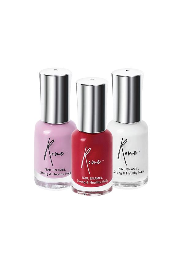 Set of 3 Strong & Healthy Nail Enamel - Fairy White, Mauve, Electric Red