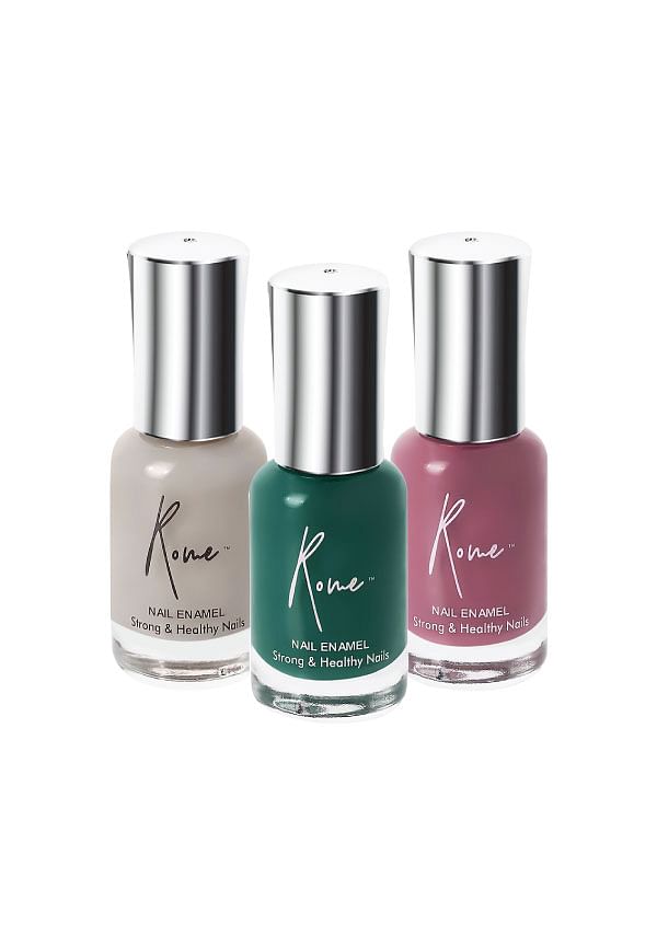 Set of 3 Strong & Healthy Nail Enamel - Hunter Green, Ruby Rush, Stone Grey