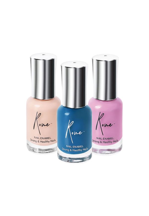 Set of 3 Strong & Healthy Nail Enamel - Ocean Blue, Beige, Taffy Pink