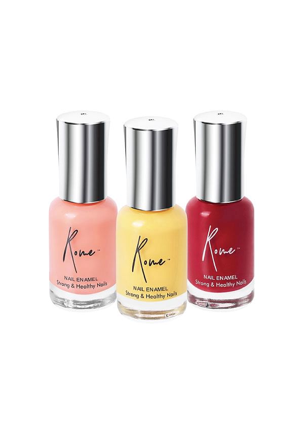 Set of 3 Strong & Healthy Nail Enamel - Steel Blue, Ash Grey, Rosewood