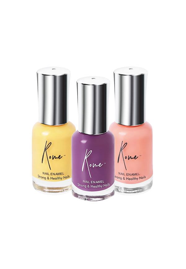 Set of 3 Strong & Healthy Nail Enamel - Summer Yellow, Violet Crush, Coral