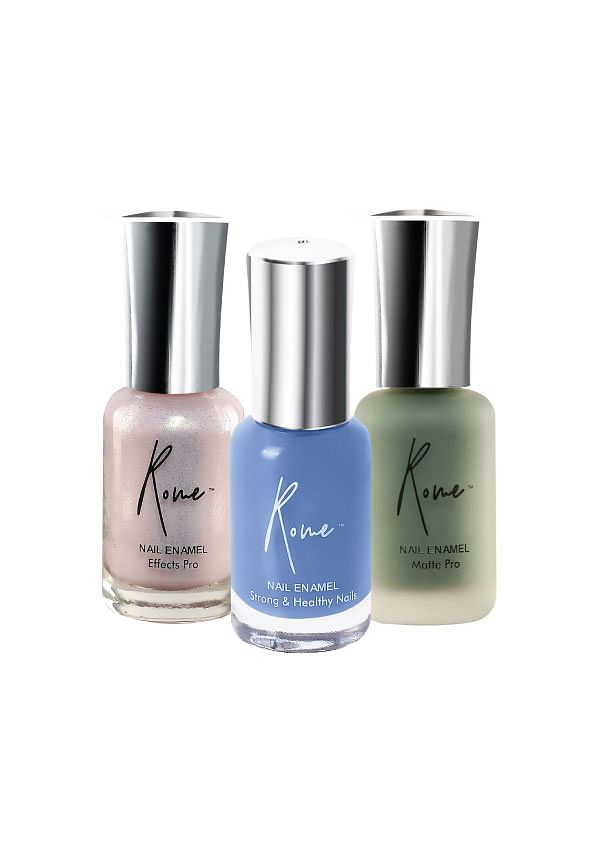 Set of 3 Strong & Healthy, Matte Pro & Effects Pro Nail Enamel - Steel Blue, Rose Water, Sage