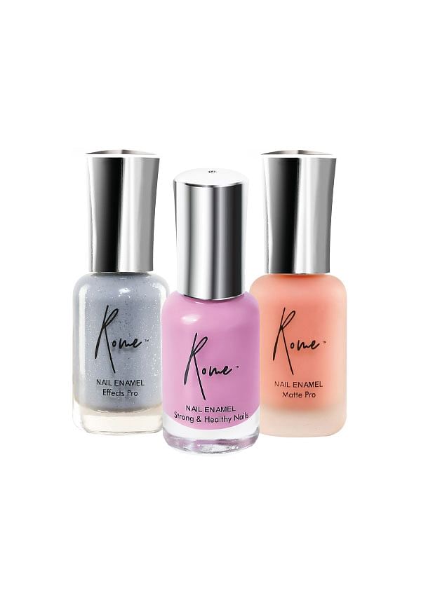 Set of 3 Strong & Healthy, Matte Pro & Effects Pro Nail Enamel - Taffy Pink, Silver Blue, Coral Haze