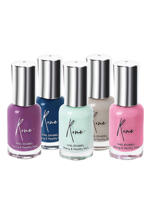 Set of 5 Strong & Healthy Nail Enamel - Mint Green, Violet Crush, Prussian Blue, Stone Grey, Punch Pink