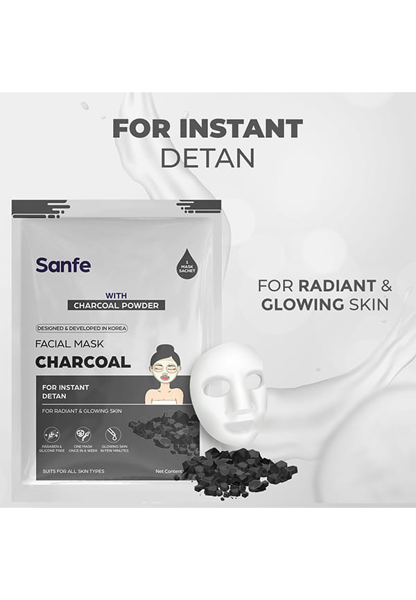Instant Detan Charcoal Facial Mask | For radiant & glowin skin | 100% fruit extracts, Korean Mask – thumbnail 3