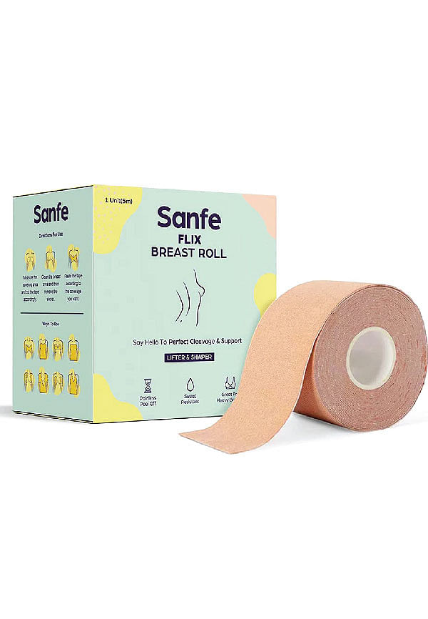 Sanfe Flix Breast Roll -Breast Shaper & Lifter , Breathable Breast Support  Boobtape, 5-meter Breast Lift Tape for Backless, No Show Bra for Women,  Skin Friendly Adhesive