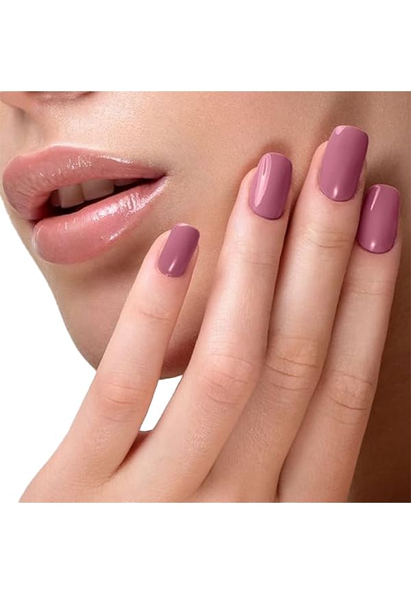 Instant Stick On Nails - Muted Purple | 24 Reusable Artificial Fake Nail Set/Extensions | Quick, Lightweight, Salon Look, Lasts upto 3 weeks | For Festivals & Special Occasions