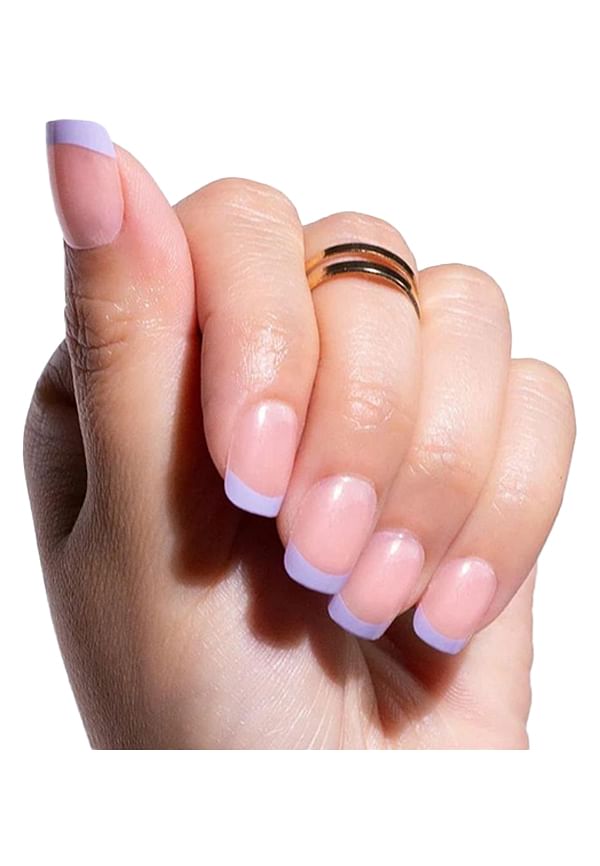 Instant Stick On Nails - Pink French | 24 Reusable Artificial Fake Nail Set/Extensions | Quick, Lightweight, Salon Look, Lasts upto 3 weeks | For Festivals & Special Occasions