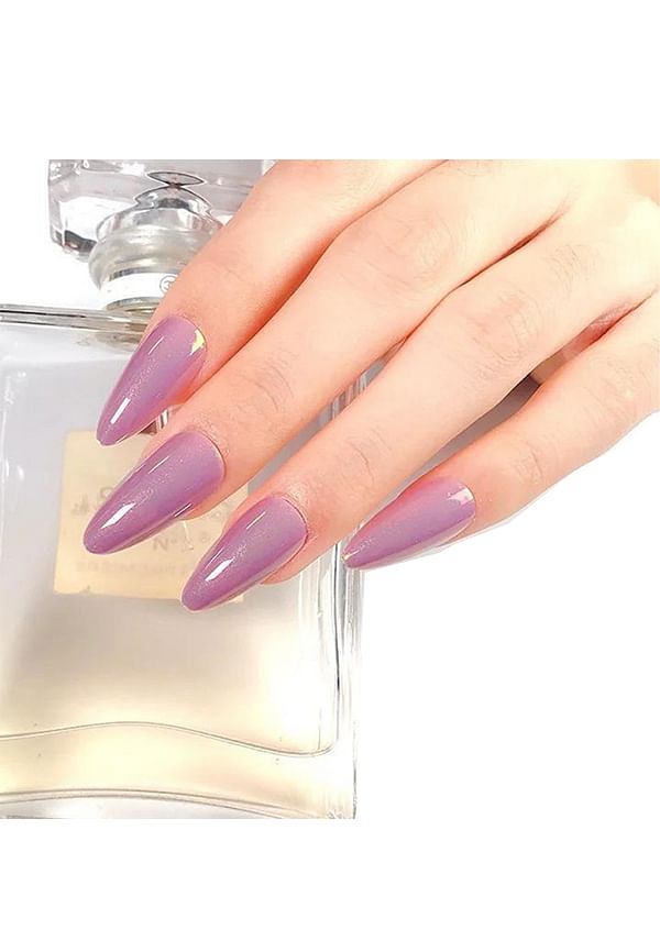 Instant Stick On Nails - Violet Chrome | 24 Reusable Artificial Fake Nail Set/Extensions | Quick, Lightweight, Salon Look, Lasts upto 3 weeks | For Festivals & Special Occasions