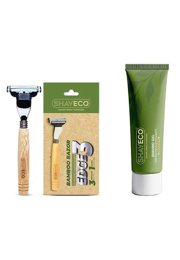 Bamboo EDGE 3 Razor,Natural Aloe Vera & Lemongrass Shaving Gel
