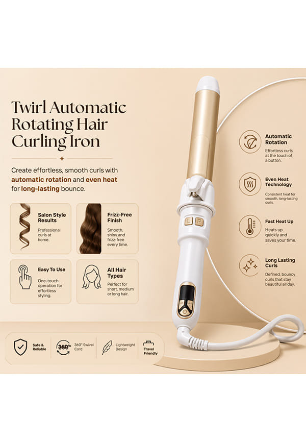 Signaxo Twirl Automatic Rotating Hair Curling Iron Automatic Hair Curler Machine Curling Stick – thumbnail 6