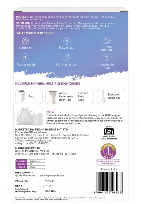 Sirona 6-in-1 Face & Body Trimmer – thumbnail 2