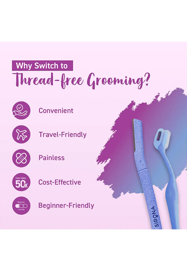 Reusable Eyebrow & Face Razor for Women - 2 Razors | Painless Facial Hair Removal – thumbnail 3
