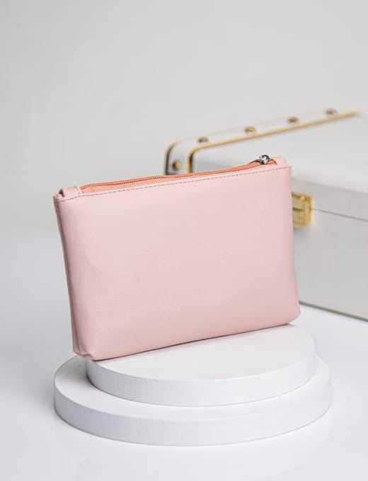 Leather Travel Pouch - Baby Pink – thumbnail 2