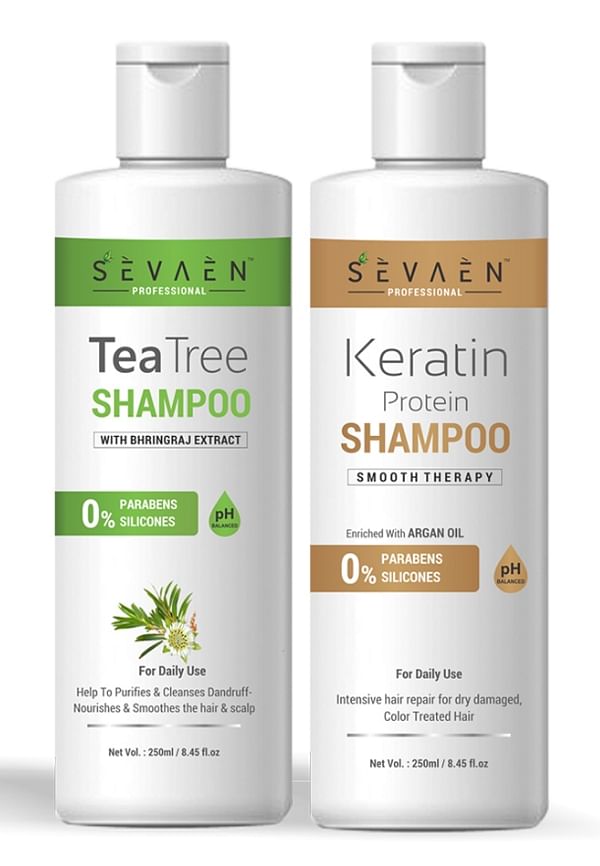 Keratin Protein Hair Shampoo 250Ml And Teatree Shampoo 250Ml No Paraben & Mineral Oil-For Men And Women Combo