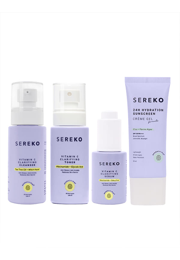 Vitamin C Travel Kit Routine- Face Wash, Toner, Serum, Hydrating SPF