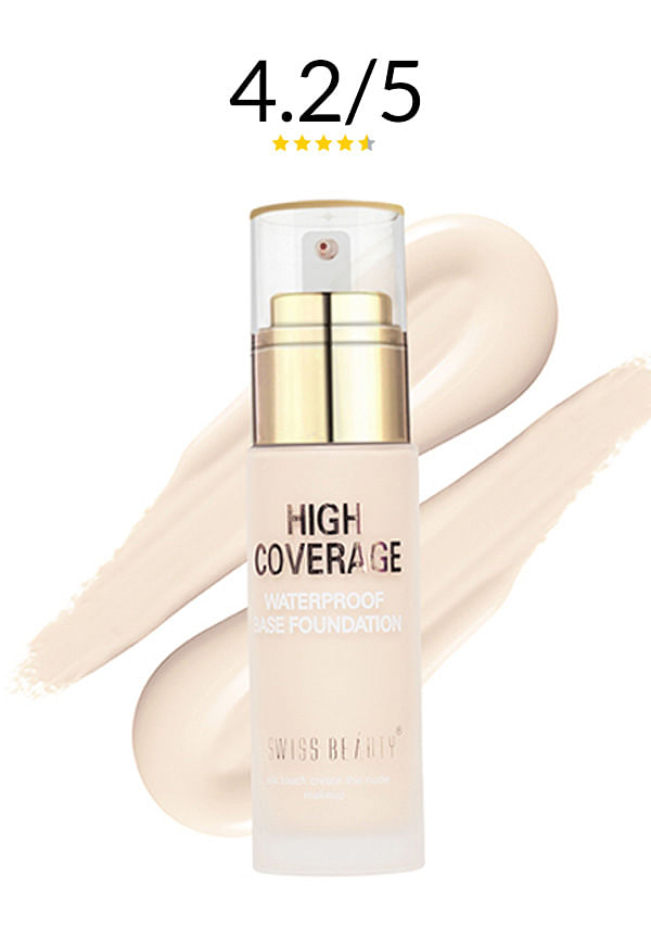 Swiss Beauty High Coverage Waterproof Base Foundation, 50 mL at Rs