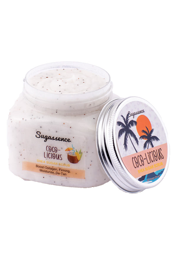 Coco-licious – Shea Sugar Scrub to De-Tan, Firming, Boost Collagen Production, Anti Aging