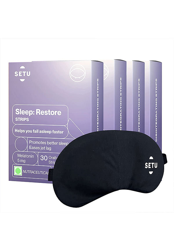 Melatonin 5mg - Orally Dissolving Strips + Eye Mask | Promotes Relaxation & Sleep, Eases Jet Lag Strain