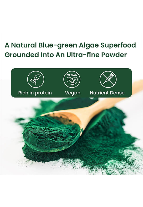 Spirulina Powder | For Men & Women | Contains 62% Protein I Natural Superfood | Rich in Protein, Vitamins & Minerals | Boost Energy & Immunity | Support Digestion & Skin health – thumbnail 5